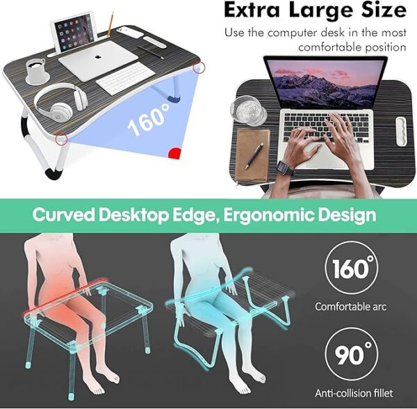 Laptop Bed Table, Foldable Lap Desk For Bed and Sofa Breakfast Bed Tray,