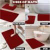Bath Mat Set 2 Piece Machine Washable for Bathroom, Jacquard Greek Non Slip Quick Dry Shower Rugs & Bathtub Mats, Highly Water Absorbent