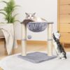 Cat Scratching Post, 50cm Cat Tree with Cat Hammock Bed, Scratching Posts for Indoor Cats with Hanging Ball Toy, Grey, Beige