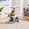 69cm Cat Tree Tower w/2 Sisal Scratching Posts Basic Cat Climbing Tree for Indoor Small Cats, Dark Grey/White