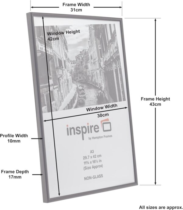 42x30cm A3 Black Picture Poster Photo Frame Acrylic (Non Glass)