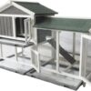 The Grove Grey Double Decker Rabbit/Guinea Pig Hutch and Run EXTRA DEPTH WITH FLOOR
