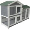 The Grove Grey Double Decker Rabbit/Guinea Pig Hutch and Run EXTRA DEPTH WITH FLOOR