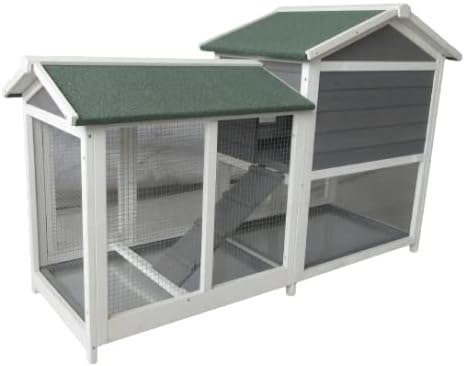 The Grove Grey Double Decker Rabbit/Guinea Pig Hutch and Run EXTRA DEPTH WITH FLOOR