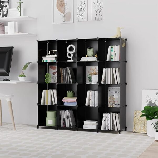 FRAMESPOT Bookcase, 16 Cube Storage Unit Bookshelf, Storage Cubes Multi-Use DIY Storage Shelves for Books, Storage Boxes, Clothes, Crochet Yarn, Toys