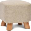 Small Wooden Footstool Footrest Foot Stool Padded Sofa Upholstered Stool Seat Chair for Living Room Bedroom