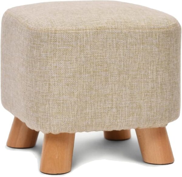 Small Wooden Footstool Footrest Foot Stool Padded Sofa Upholstered Stool Seat Chair for Living Room Bedroom
