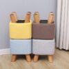 Small Wooden Footstool Footrest Foot Stool Padded Sofa Upholstered Stool Seat Chair for Living Room Bedroom