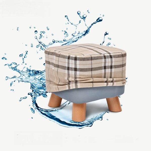 Small Wooden Footstool Footrest Foot Stool Padded Sofa Upholstered Stool Seat Chair for Living Room Bedroom
