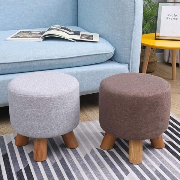 Small Wooden Footstool Footrest Foot Stool Padded Sofa Upholstered Stool Seat Chair for Living Room Bedroom