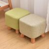 Small Wooden Footstool Footrest Foot Stool Padded Sofa Upholstered Stool Seat Chair for Living Room Bedroom
