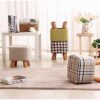 Small Wooden Footstool Footrest Foot Stool Padded Sofa Upholstered Stool Seat Chair for Living Room Bedroom