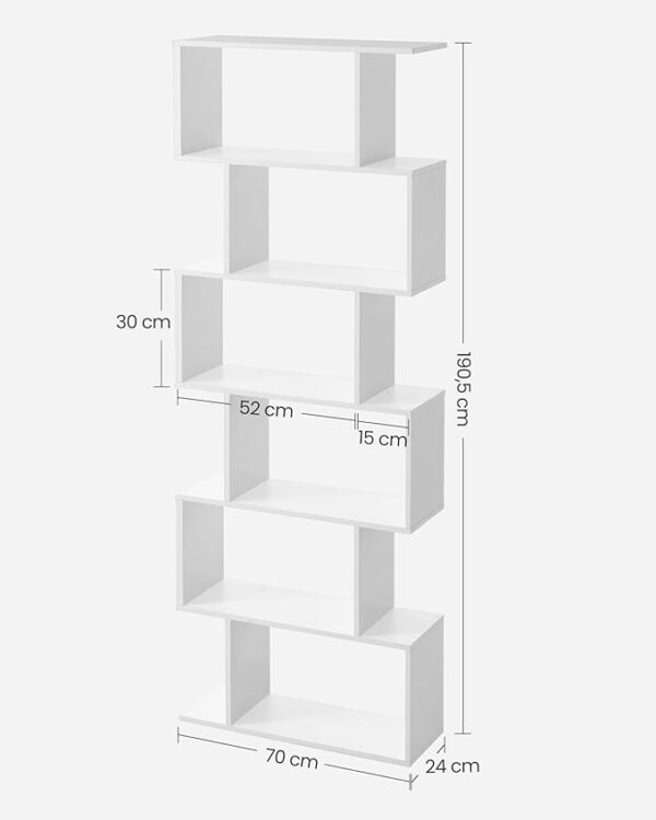 FS Bookcase, 6 Tier Shelf, Storage Unit, Divider, Living Room, Bedroom, Office, Modern Style, Rustic Brown