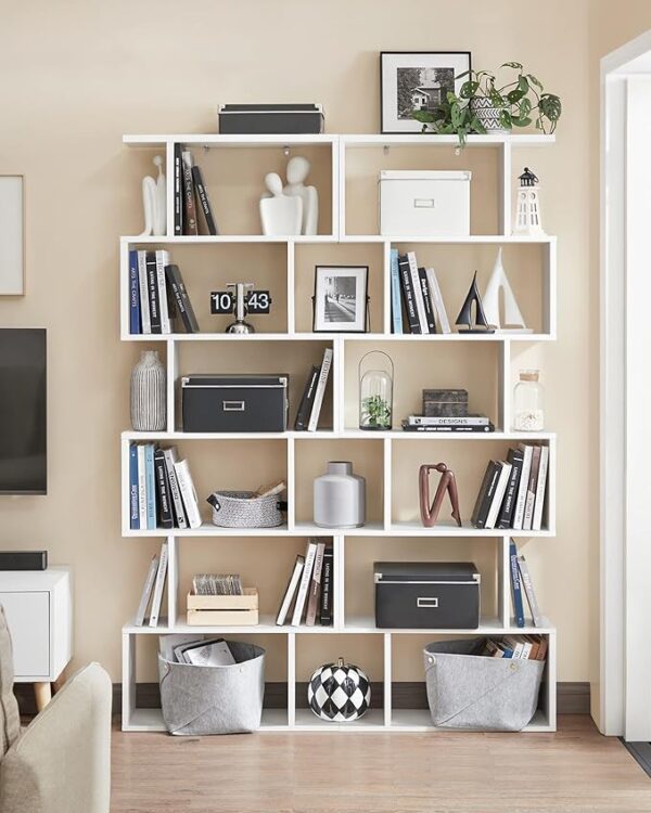 FS Bookcase, 6 Tier Shelf, Storage Unit, Divider, Living Room, Bedroom, Office, Modern Style, Rustic Brown