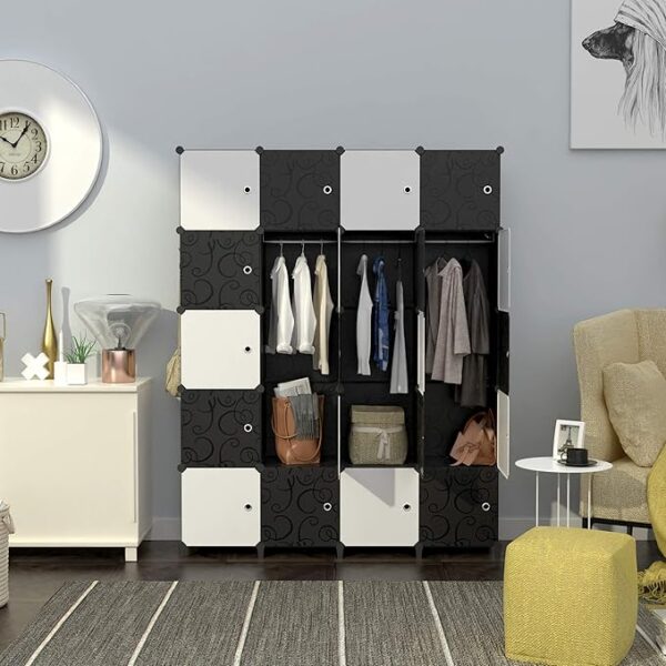 BW4.jpg Portable Wardrobe Foldable Closet with 20 Clothes Storage Organizer Shelf with Clothes Hanging Rails for Bedroom