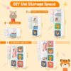 FS Cartoon Clothes Closet, Portable Kids Wardrobe with Hanging Section, Children Storage Unit for Bedroom Nursery (White, 8 Cubes Animal: 75 x 37 x 145cm)