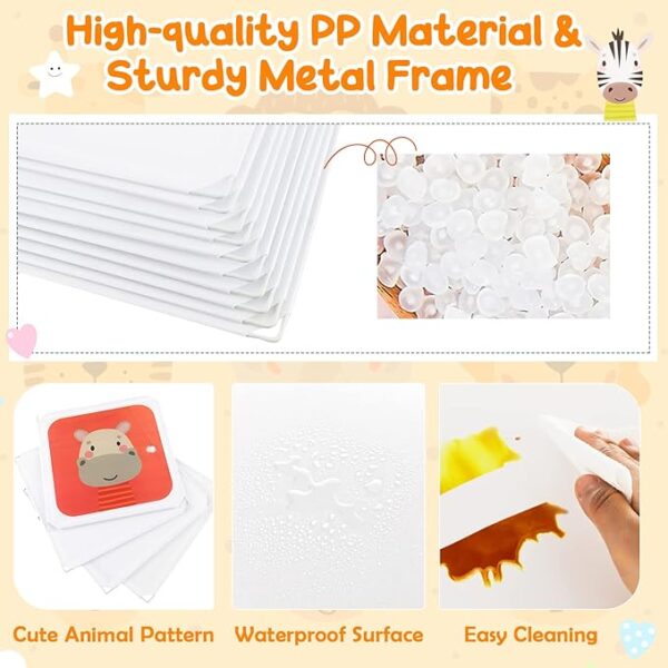 FS Cartoon Clothes Closet, Portable Kids Wardrobe with Hanging Section, Children Storage Unit for Bedroom Nursery (White, 8 Cubes Animal: 75 x 37 x 145cm)