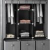 FS Portable Wardrobe, Foldable Closet, Clothes Storage Organiser with 2 Hanging Rails, 5 Shelves and 3 Fabric Drawers for Bedroom, 125 x 43 x 162.5cm -Dark Grey