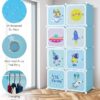 FS 8/12 Cube Children Clothes Closet, Cartoon Modular Wardrobe with Hanging Sections, Kids Storage Unit for Children Room, Nursery, Bedroom