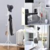 Coat Stand with 12 Hooks Clothes Rack 3 Tier Freestanding Metal Hanger coat rack stand Hat Handbag Jacket Umbrella Hanging Organiser for Homes Office Entryway Hallway White