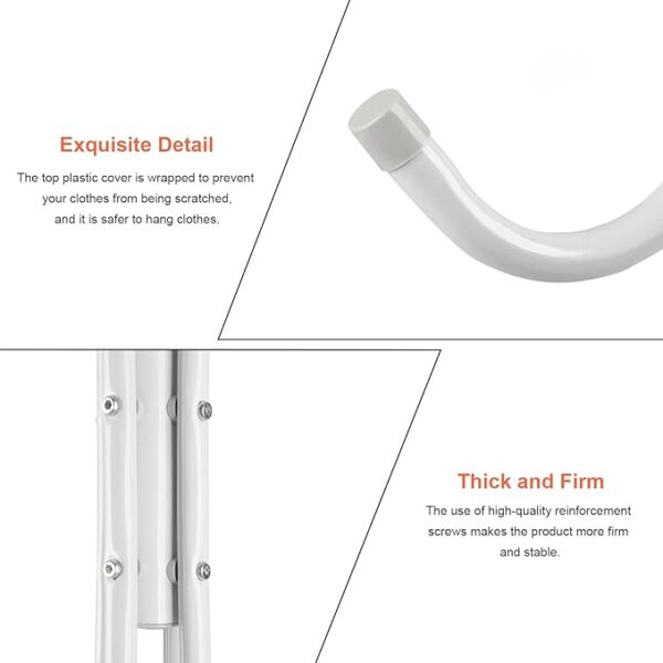 Coat Stand with 12 Hooks Clothes Rack 3 Tier Freestanding Metal Hanger coat rack stand Hat Handbag Jacket Umbrella Hanging Organiser for Homes Office Entryway Hallway White