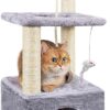 Cat Tree, 90cm Cat Scratching Post, Multi-Level Stable Cat Tower with Cat House, Cat Tree for Indoor Cats for Climbing Playing and Relaxation, Grey