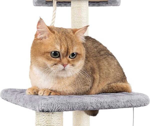 Cat Tree, 90cm Cat Scratching Post, Multi-Level Stable Cat Tower with Cat House, Cat Tree for Indoor Cats for Climbing Playing and Relaxation, Grey