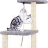 Cat Tree, 90cm Cat Scratching Post, Multi-Level Stable Cat Tower with Cat House, Cat Tree for Indoor Cats for Climbing Playing and Relaxation, Grey
