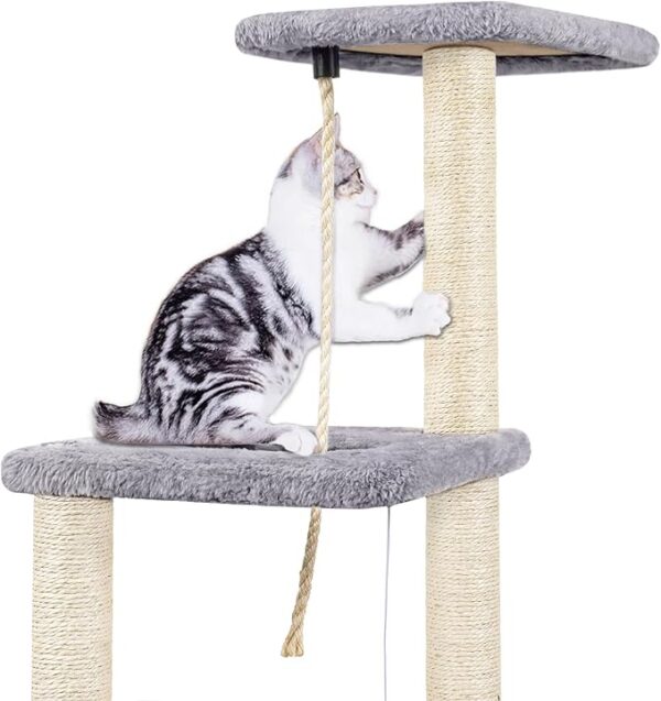 Cat Tree, 90cm Cat Scratching Post, Multi-Level Stable Cat Tower with Cat House, Cat Tree for Indoor Cats for Climbing Playing and Relaxation, Grey