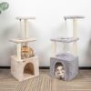 Cat Tree, 90cm Cat Scratching Post, Multi-Level Stable Cat Tower with Cat House, Cat Tree for Indoor Cats for Climbing Playing and Relaxation, Grey