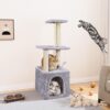 Cat Tree, 90cm Cat Scratching Post, Multi-Level Stable Cat Tower with Cat House, Cat Tree for Indoor Cats for Climbing Playing and Relaxation, Grey