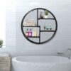 Wall Shelf, Steel Wall-Mounted Round Floating Display Rack, 4 Tier Decorative Storage Shelving Unit for Bedroom,