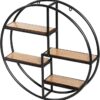 Wall Shelf, Steel Wall-Mounted Round Floating Display Rack, 4 Tier Decorative Storage Shelving Unit for Bedroom,