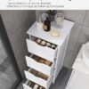 FS Bathroom Floor Storage Cabinet, Bathroom Storage with 4 Drawers, Bathroom Cabinet Freestanding, 30 x 30 x 82 cm, Modern Style, White LHC40W