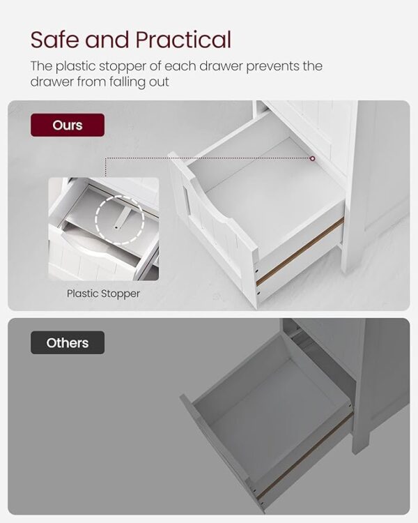 FS Bathroom Floor Storage Cabinet, Bathroom Storage with 4 Drawers, Bathroom Cabinet Freestanding, 30 x 30 x 82 cm, Modern Style, White LHC40W