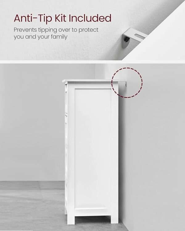 FS Bathroom Floor Storage Cabinet, Bathroom Storage with 4 Drawers, Bathroom Cabinet Freestanding, 30 x 30 x 82 cm, Modern Style, White LHC40W