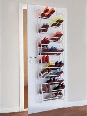 DS2.jpg FS 12 Tier 36 Pair Over the Door Hanging Hook Shoe Rack Adjustable Shelf