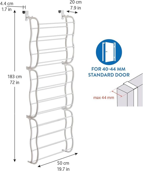 FS 12 Tier 36 Pair Over the Door Hanging Hook Shoe Rack Adjustable Shelf