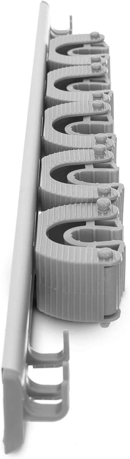 Wall Mounted 5 Friction Position Grip 6 Sliding Hooks Rack Tidy Kitchen Storage