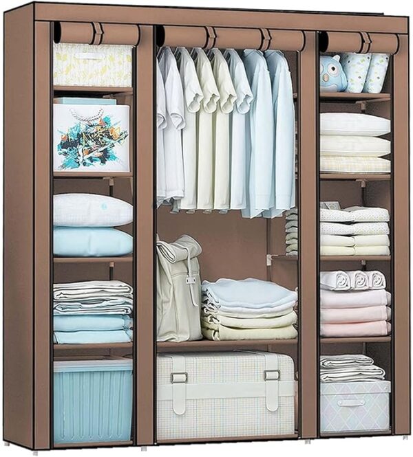 Canvas Wardrobes For Bedroom, Wardrobe For Clothes Child' Toys Shoe Bags (Coffee)