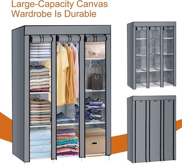 Canvas Wardrobes For Bedroom, Wardrobe For Clothes Child' Toys Shoe Bags (Coffee)