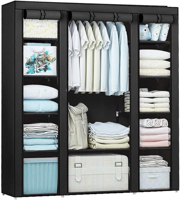 Canvas Wardrobes For Bedroom, Wardrobe For Clothes Child' Toys Shoe Bags (Coffee)