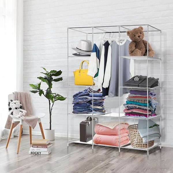 Canvas Wardrobes For Bedroom, Wardrobe For Clothes Child' Toys Shoe Bags (Coffee)