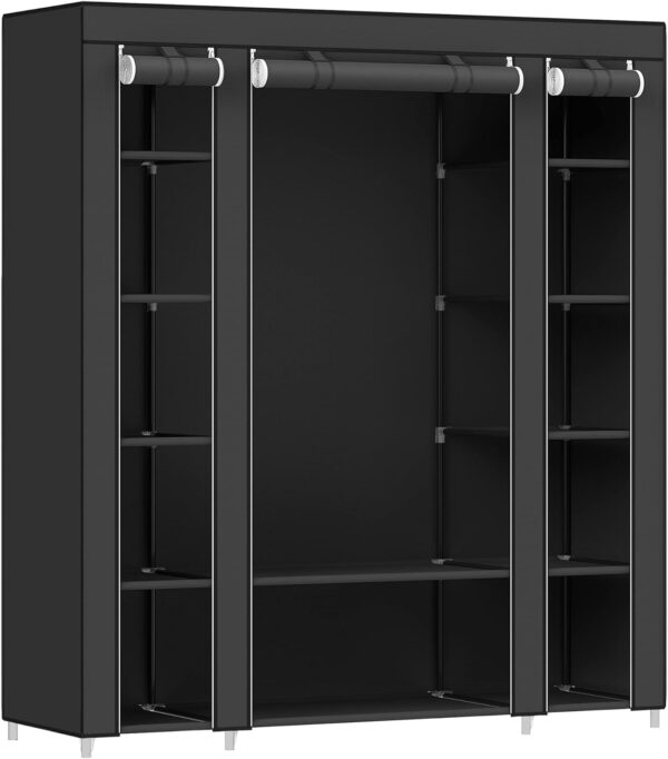 Fabric-Portable-Wardrobe-for-Bedroom-Clothes-Rail-Black-Fabric-Wardrobe-1.jpg Fabric Portable Wardrobe for Bedroom Clothes Rail Black Fabric Wardrobe