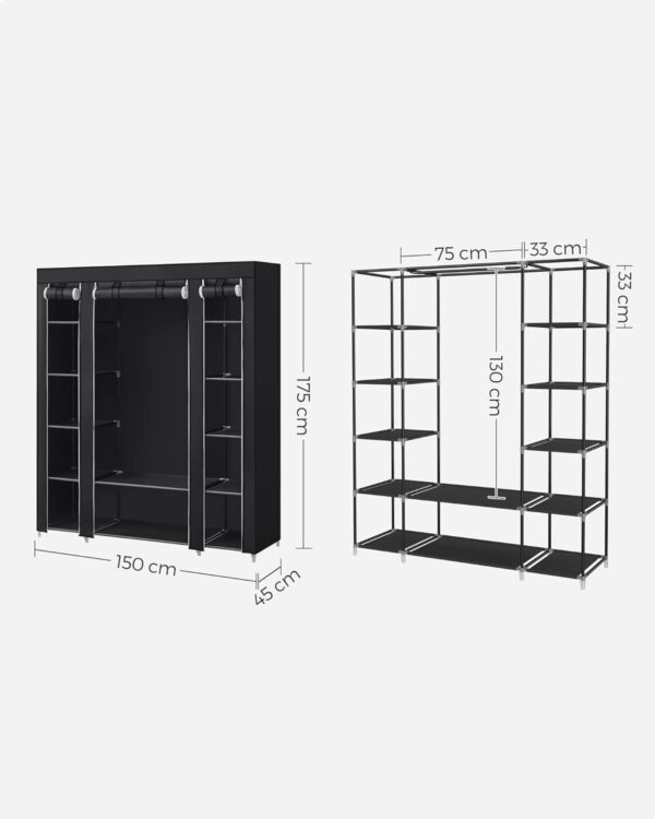 Fabric-Portable-Wardrobe-for-Bedroom-Clothes-Rail-Black-Fabric-Wardrobe-4.jpg Fabric Portable Wardrobe for Bedroom Clothes Rail Black Fabric Wardrobe