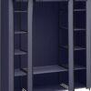 Fabric Portable Wardrobe for Bedroom Clothes Rail Navy Blue Fabric Wardrobe