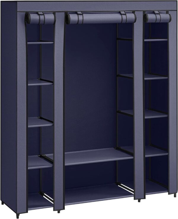 Fabric Portable Wardrobe for Bedroom Clothes Rail Navy Blue Fabric Wardrobe