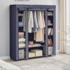 Fabric Portable Wardrobe for Bedroom Clothes Rail Navy Blue Fabric Wardrobe