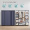 Fabric Portable Wardrobe for Bedroom Clothes Rail Navy Blue Fabric Wardrobe