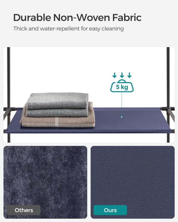 Fabric Portable Wardrobe for Bedroom Clothes Rail Navy Blue Fabric Wardrobe